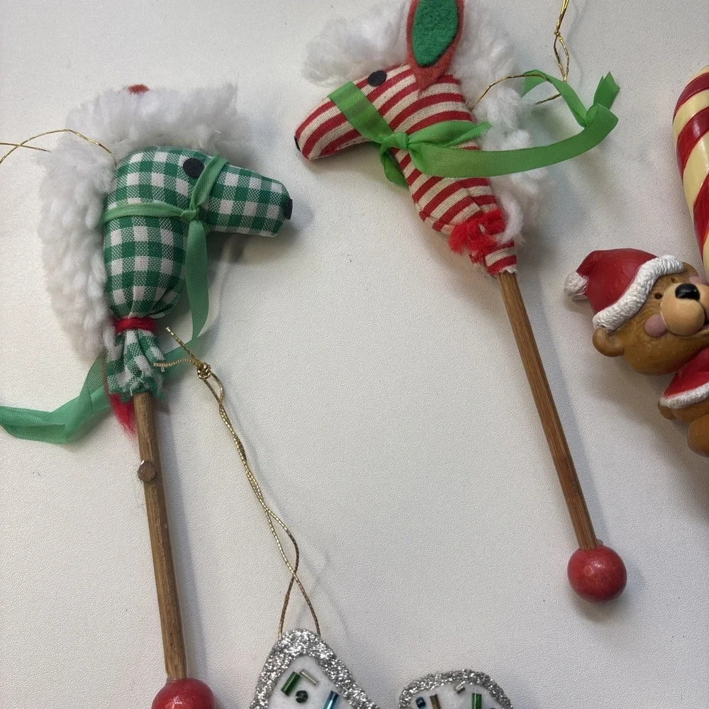 7 Vintage Ornaments Christmas Holiday Cute